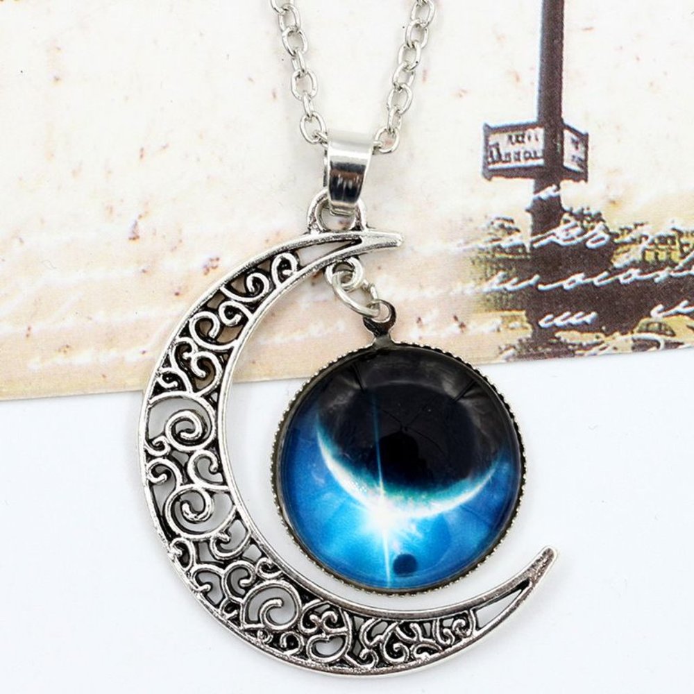 Starry Sky and Silver Moon  Necklaces